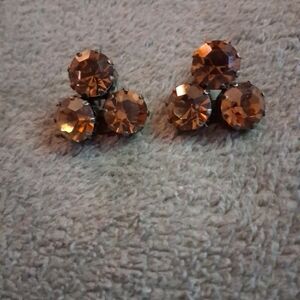 Vintage Weiss Brown Crystal Clip Earrings